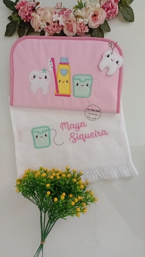 Kit Higiene Escolar Infantil Personalizado com Nome Bordado | Por