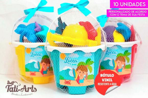 Balde de Praia com Tag e Fita - 10 Unidades