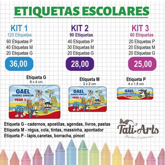 Etiqueta Escolar Personalizada - 120 Unidades