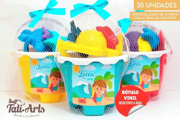 Balde de Praia com Tag e Fita - 35 Unidades