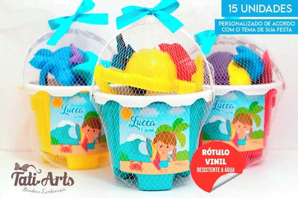 Balde de Praia com Tag e Fita - 15 Unidades