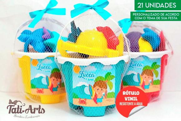 Balde de Praia com Tag e Fita - 21 Unidades