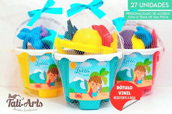 Balde de Praia com Tag e Fita - 27 Unidades