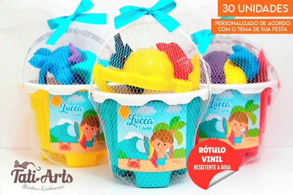 Balde de Praia com Tag e Fita - 30 Unidades