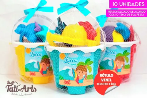 Balde de Praia com Tag e Fita - 10 Unidades