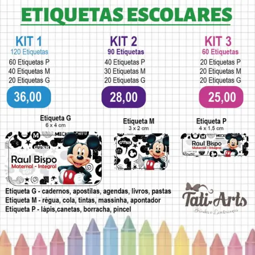 Etiqueta Escolar Personalizada - 60 Unidades