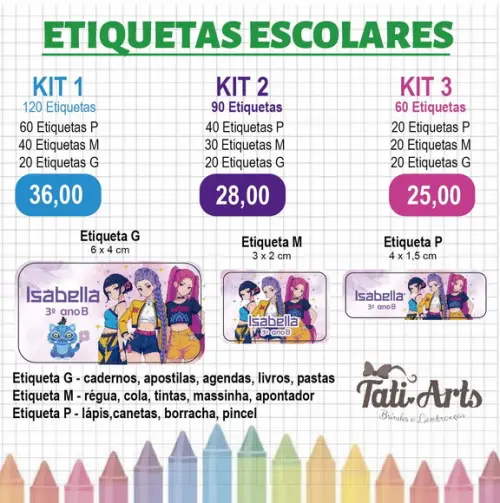 Etiqueta Escolar Personalizada - 120 Unidades