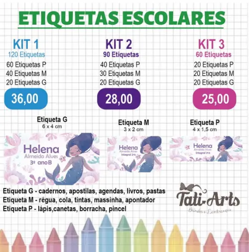 Etiqueta Escolar Personalizada - 90 Unidades