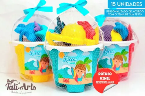Balde de Praia com Tag e Fita - 15 Unidades