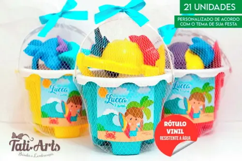 Balde de Praia com Tag e Fita - 21 Unidades