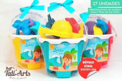 Balde de Praia com Tag e Fita - 27 Unidades