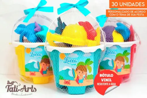 Balde de Praia com Tag e Fita - 30 Unidades