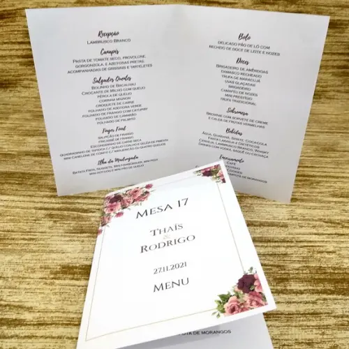 Menu Casamento Personalizado