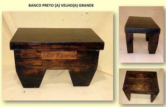 Banco Preto (a) Velho(a) Grande 28x40x50cm