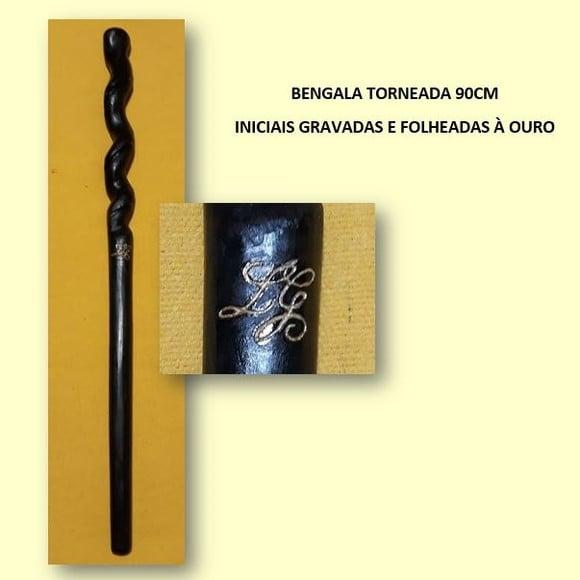 Bengala Torneadas Gravada e Folheada à Ouro 90cm