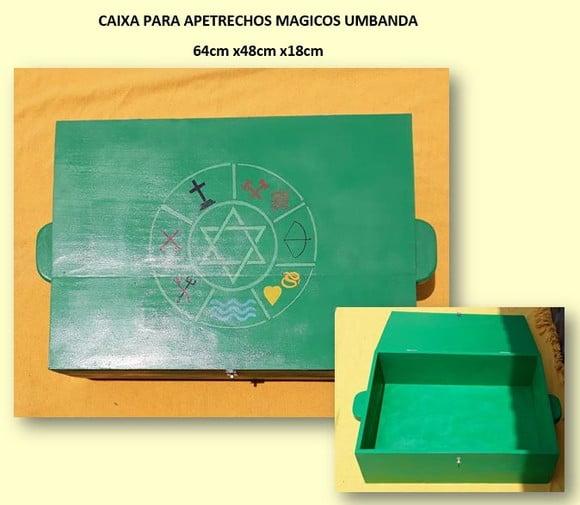 Caixa de Madeira para Objetos Mágicos Umbanda 18x50x68