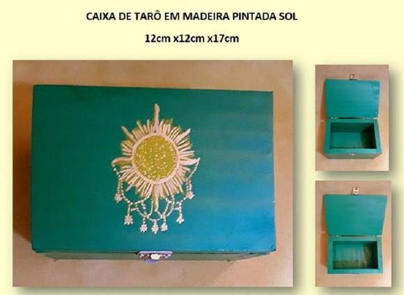 Caixa de Madeira para Tarô / Oráculo Sol 12 x 12 x 17
