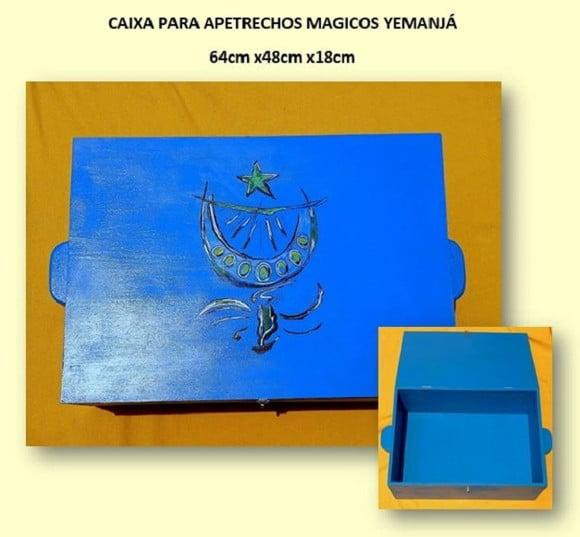 Caixa de Madeira para Objetos Mágicos Yemanjá 48x18x68