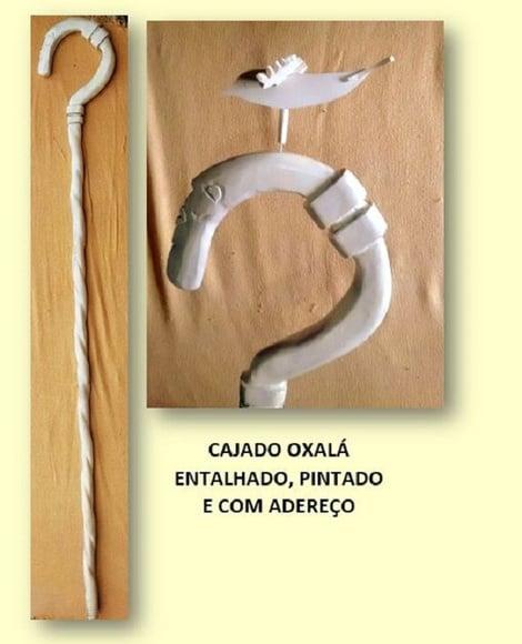 Cajado de Oxalá Entalhado, Pintado e com Pomba 1m80cm