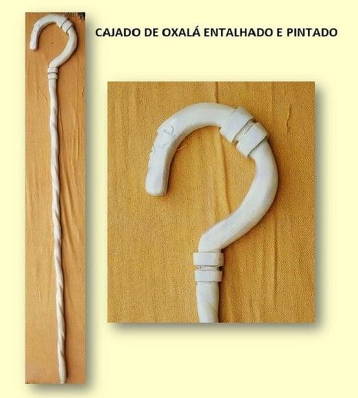 Cajado de Oxalá Entalhado e Pintado 1m80cm