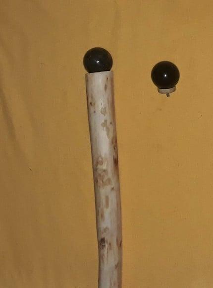 Cajado Rustico Esferas Obsidiana e Labradorita Removíveis