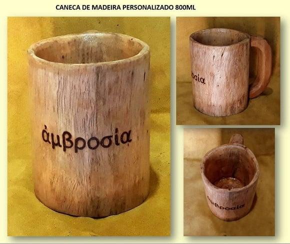 Caneca de Madeira Viking Personalizada 800ml 18x18x28