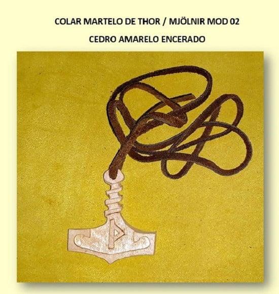 COLAR MARTELO DE THOR / MJÖLNIR MOD. 02 CEDRO C/BETUME