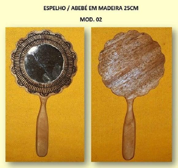Espelho / Abebé Madeira Flor Encerado 25cm
