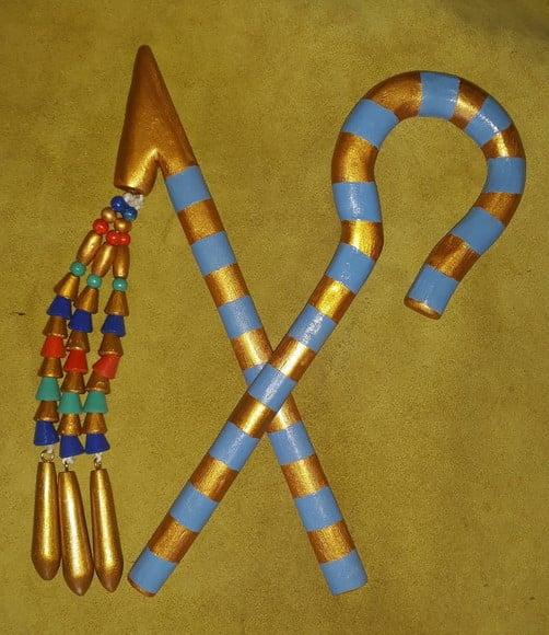 Mangual e Cajado Egipcio em Madeira Pintados 61cm