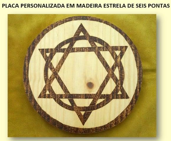 PLACA ESTRELA 6 PONTAS / HEXAGRAMA 28CM