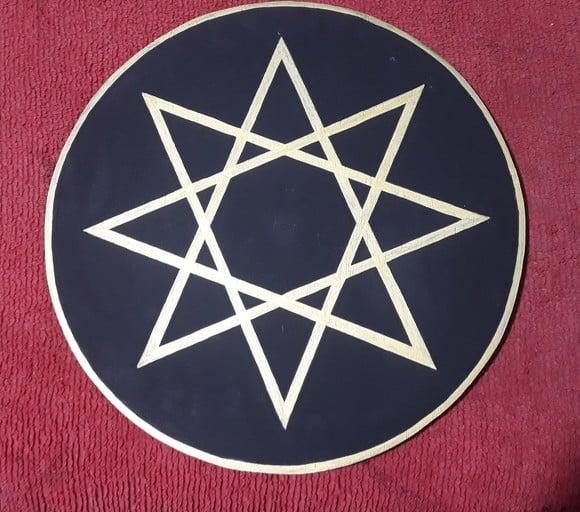 Placa Pintada Estrela 8 Pontas Pentagrama 40cm