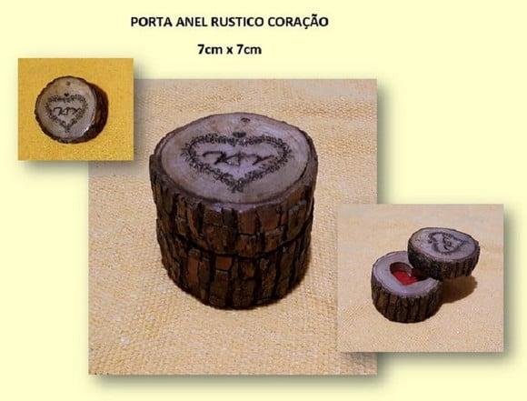 PORTA ANEL / POÇÃO TRONCO RÚSTICO CORAÇÃO 7X7X7