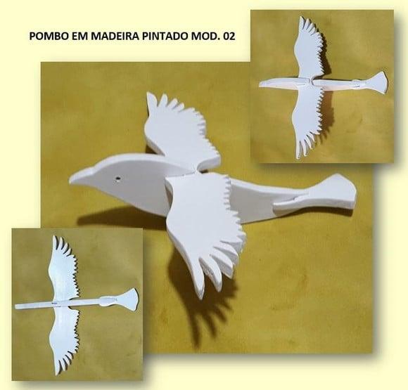 POMBO EM MADEIRA PINTADO MOD. 02