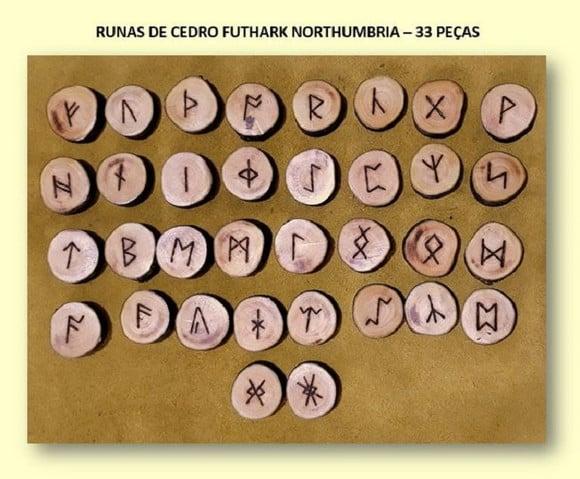 Runas de Cedro Futhark Northumbria 33 Peças