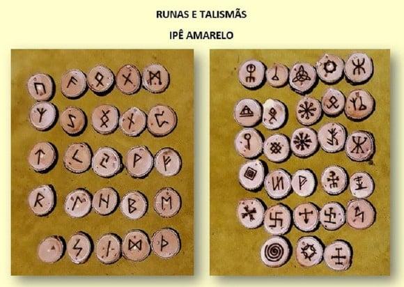 Runas e Talismãs de Ipê Amarelo 25 Peças + 28 Peças