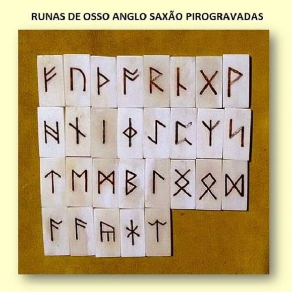 Runas Osso de Boi Futhark Anglo Saxão 29 Peças