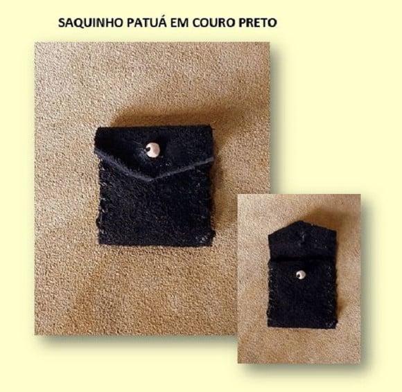 Saquinho Patuá em Couro Preto 3,5 cm x 4cm