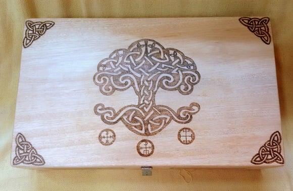 SPELLBOX / CAIXA DE MADEIRA ARVORE DA VIDA 28X15X50