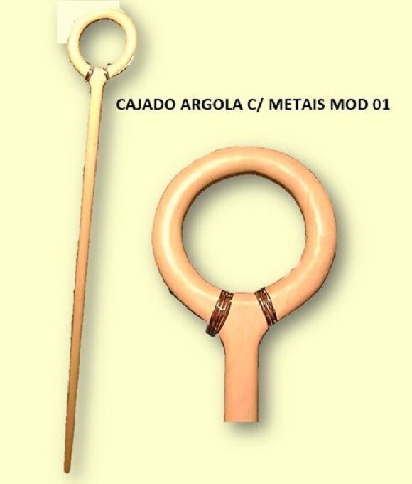 Cajado de Madeira com Aros de Aço 180cm Mod 01
