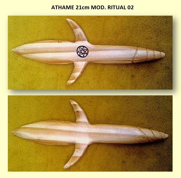 Athame de madeira clara para ritual 21cm