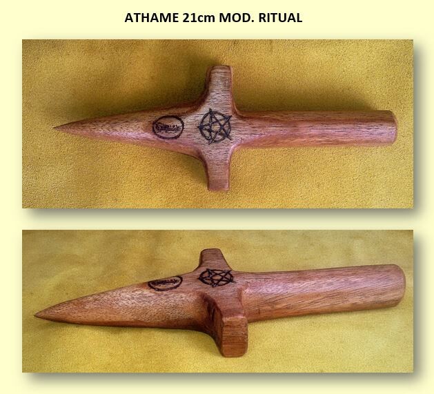 Athame de madeira escura para ritual 21cm
