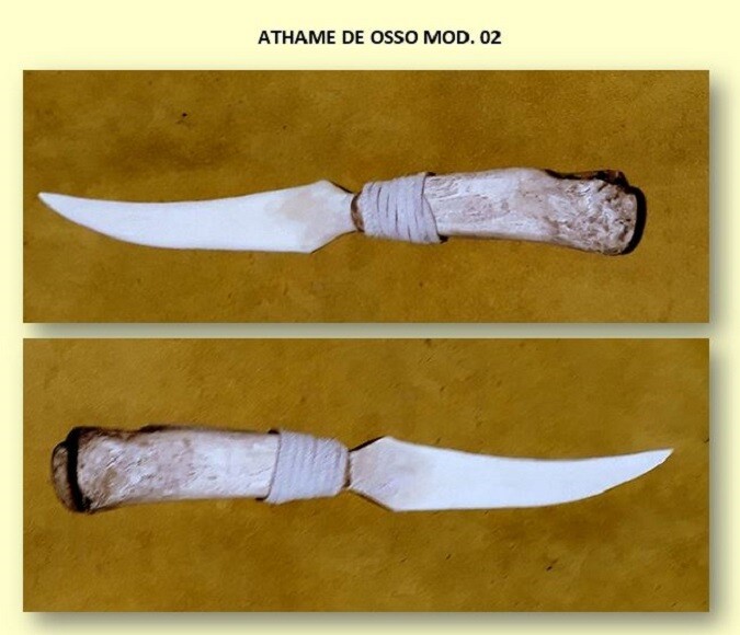 Athame de Osso Cabo com Couro 28cm Mod 02