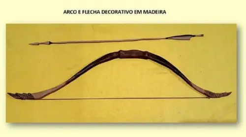 ARCO E FLECHA DECORATIVO EM MADEIRA 1,20CM