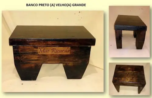 Banco Preto (a) Velho(a) Grande 28x40x50cm