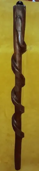 Bengala Cobra Torneada com Cristal- 90cm