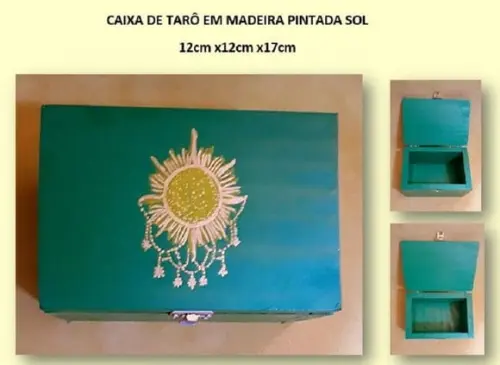 Caixa de Madeira para Tarô / Oráculo Sol 12 x 12 x 17