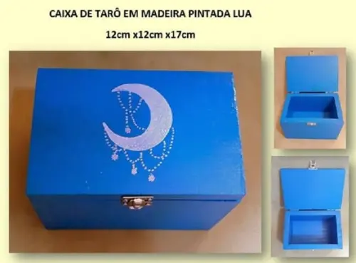 Caixa de Madeira para Tarô / Oráculo Lua 12 x 12 x 17