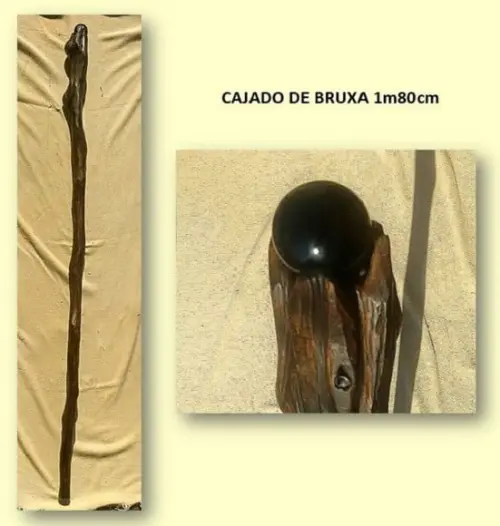 Cajado de Bruxa com Esfera de Obsdiana 1,80cm