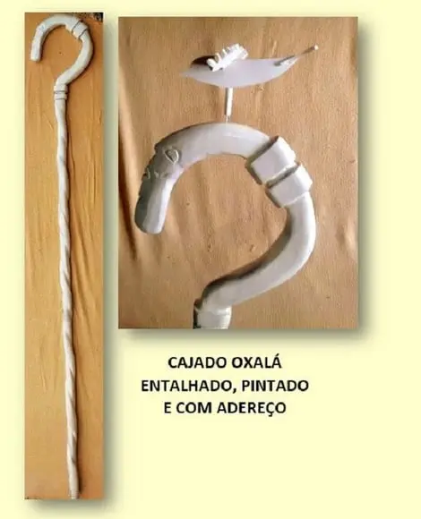 Cajado de Oxalá Entalhado, Pintado e com Pomba 1m80cm