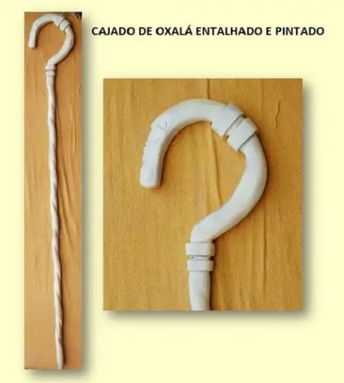 Cajado de Oxalá Entalhado e Pintado 1m80cm